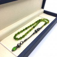 Kazaz Püsküllü Arpa Kesim Açık Yeşil Sıkma Kehribar Tesbih Kazaz Püsküllü Arpa Kesim Açık Yeşil Sıkma Kehribar Tesbih