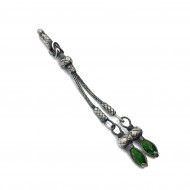 Yeşil Zirkon Taşlı İkili 1.000 Ayar Gümüş Oksitli Kazaz Tesbih Püskülü Yeşil Zirkon Taşlı İkili 1.000 Ayar Gümüş Oksitli Kazaz Tesbih Püskülü